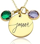 Birthstone Name Necklace Custom Personalized Christmas Gifts for Women Mom Teen Girls Mothers Day...