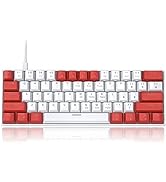 60 Percent Mechanical Gaming Keyboard, Red & White Mixed Color Keycaps Gaming Keyboard with Blue ...