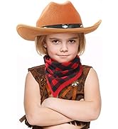 AMOR PRESENT Cowboy Hat with Buffalo Bandanna, Junior Brown Cowboy Hat for kids Toddler Cowgirl H...