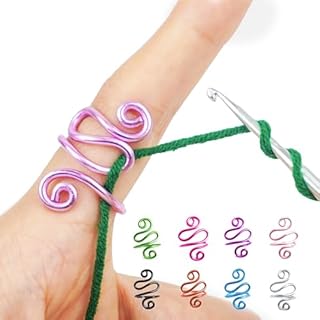 Handmade Crochet Tension Ring For Finger, Left Handed, Right Handed Zig Zag Ring, Yarn Tension Ring For Crochet, Crochet Gifts For Crocheters, Christmas, Knitters (Pink, Ring size 7-10)