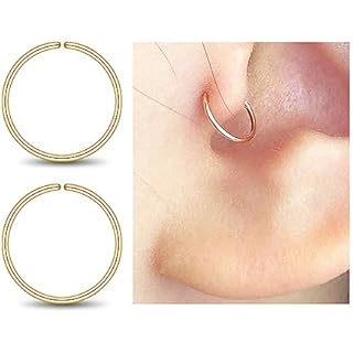 14k Gold Filled Tragus Hoop Earrings Tragus Piercing Jewelry for Women | Small 6mm Gold Huggie Hoop Earrings for Cartilage Helix 22 Gauge