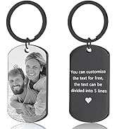 JUBOPE Personalized Keychains Custom Keychain with Picture Engraving Photo Text Keychain for Men ...