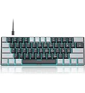 60 Percent Mechanical Gaming Keyboard, Gray&Black Mixed Color Keycaps Gaming Keyboard with Red Sw...