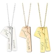 Custom Gold Bar Necklace Kids Name First Mother's Day Gifts from Daughter Personalized Engraved N...