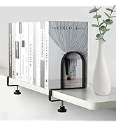 Adjustable Book Ends for Shelves (Metal/Black) Heavy-Duty Clamped Metal Bookends Book Shelf Holde...