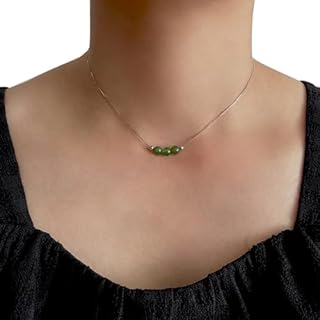 Colkiow Jade Necklace 925 Sterling Silver Chain Dainty Green Jade Choker Necklace Handmade Necklaces Jewelry For Women Teen Girl