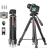 KINGJOY 74" Camera Tripod for Canon Nikon Cell Phone Tripod with Wireless Remote Universal Phone ...
