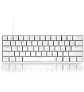 60 Percent Mechanical Gaming Keyboard, White Gaming Keyboard with Red Switches, Detachable Type-C...