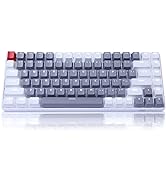 84 Keys Mechanical Gaming Keyboard, White&Grey Mixed Color Keycaps Gaming Keyboard with Blue Swit...