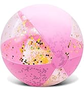 Amor Inflatable Glitter Beach Ball 16" Accessory Confetti Pink
