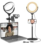 Computer Ring Light for Video Conferencing Lighting - Desk Zoom Light for Laptop with Stand & Pho...