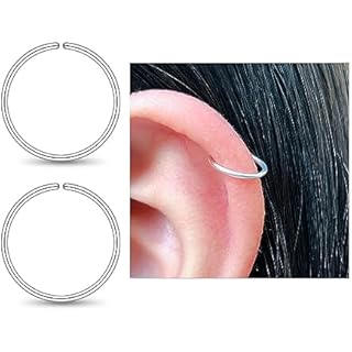 6mm Cartilage Earring Hoop Sterling Silver, Tiny Thin Helix Hoop Earrings, Tragus Piercing Jewelry, Nose Rings Hoops 20G, Upper Ear Rings