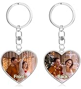 JUBOPE Custom Keychain with Picture - Double Sided Personalized Engraving Photo Picture Text DIY ...