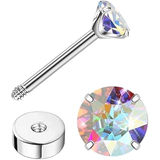 Enticera G23 Titanium Earrings for Sensitive Skin Flatback 5A+AB Cubic Zirconia Stud Earrings 14K Gold Hypoallergenic Nap Earrings for Women 2-4mm Silver 2mm