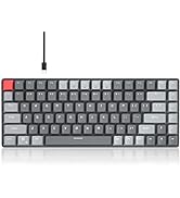 84 Keys Mechanical Gaming Keyboard, Compact Gray Gaming Keyboard with Clicky Blue Switches, Wired...