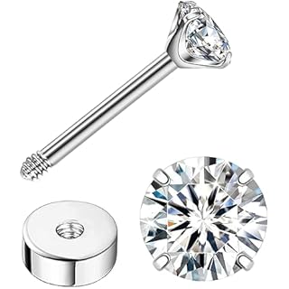 Enticera G23 Titanium Earrings 5A+Cubic Zirconia Flat Back Stud Earrings 14K Gold Hypoallergenic Nap Earrings 2-5MM Tiny Handmade Cartilage Stud Earrings for Women (Silver Tone, 2mm)