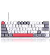 60% Mechanical Gaming Keyboard, Grey&White Gaming Keyboard with Hot Swappable Linear Red Switches...