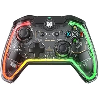 BIGBIG WON Wired Controller, Rainbow Lite PC Controllers for Gaming RGB Light, Custom Buttons, Macro, Turbo, Dual Shock Controller for Switch/Win10&11 PC Game Controller