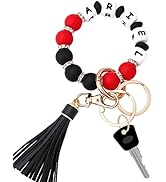 Munchewy Personalized Silicone Bead Keychain Bracelet Wristlet for Women's House Car Key Ring Hol...