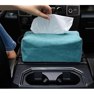 JEYODA Car Tissue Holder for 120 Standard Tissue Vehicle Seat Extra Large Suede Tissue Box Cover Napkin Box (Blue)