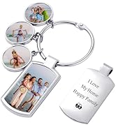 JUBOPE Custom Keychain with Picture - Double Sided Personalized Engraving Photo Picture Text DIY ...