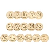 Pearhead Pregnancy Journey Milestone Markers, Wooden Weekly Growth Milestone Discs, Pregnancy Ann...