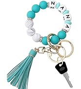 Munchewy Personalized Silicone Bead Keychain Bracelet Wristlet for Women's House Car Key Ring Hol...