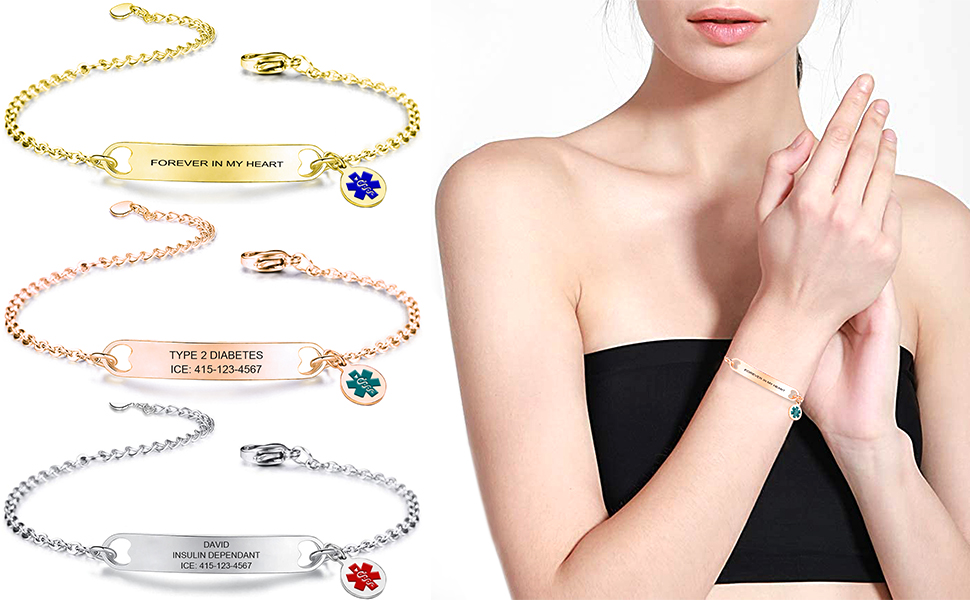 Kurafeel Medical Alert Bracelets for Women Men