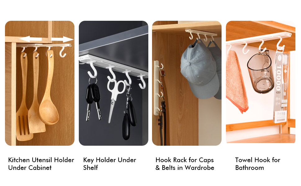 pull out hook rack under cabinet