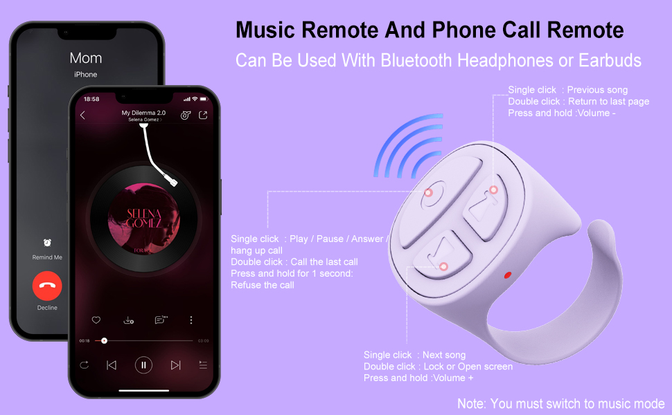 music apps and phone call remote