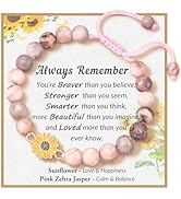 Seyaa Sunflower Natural Stone Bracelet Gifts for Teen/Girls with Quotes Card