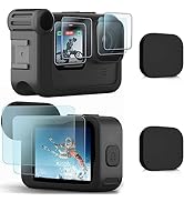 FiTSTILL [8pcs] Screen Protector for Go Pro Hero 12/Hero 11/Hero 10/Hero 9 Black Fit Media Mod Ul...