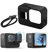 FitStill Silicone Rubber Case+2Pack Tempered Glass Protector Compatible for Go Pro Hero 8 Black, ...