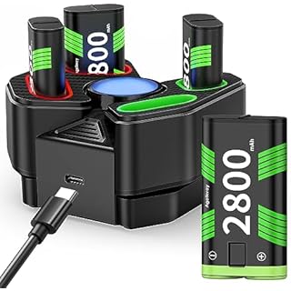 Battery Packs for Xbox One, 4 x 2800mAh Upgrade Large Capacity Battery Packs with Fast Charger Station, Xbox Rechargeable Battery Packs Last Up to 48 Hours for Xbox One Series X/S/Xbox One/X/S/Elite