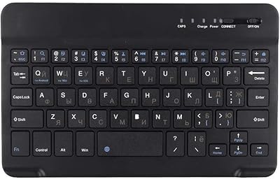 ASHATA 7 Inch Wireless Bluetooth Keyboard(Russian),Rechargeable Ultra Thin,Wireless Keyboard,Small Size and Lightweight, Portable,for Andriod for Win for iOS