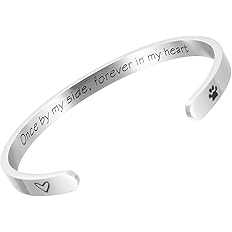 Once by My Side Forever in My Heart Pet Sympathy Gift Bracelet Pet Remembrance Jewelry Dog Memorial Cuff Loss of Pet Gifts Pe