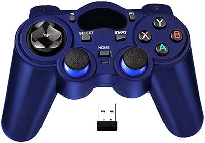 USB Wireless Gaming Controller Gamepad for PC/Laptop Computer(Windows XP/7/8/10) & PS3 & Android & Steam (Blue)