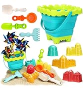 AMOR Beach Toys Set, Foldable Beach Bucket Kids Sand Toys Beach Pails and Buckets Collapsible Bea...
