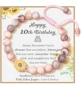 Seyaa Sunflower Natural Stone Bracelet, 4th - 16th Birthday Gifts for Teen/Girls with Quotes Card