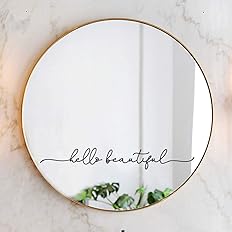 Hello Beautiful Mirror Decal Vinyl Decal Bathroom Decor 18x2.5 inch