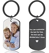 JUBOPE Personalized Keychains Custom Keychain with Picture Engraving Photo Text Keychain for Men ...