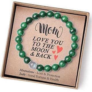 Mothers Day Gifts from Daughter Son Gifts for Mom Birthday Great Best Mothers Day Presents Mama Gift Personalized Unique Dog Mom Jade Bracelet Women Crystal Moonstone Bracelet Valentines Christmas