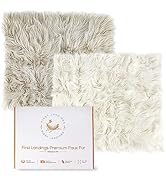 First Landings Faux Fur Baby Photoshoot Props (Set of 2) - Ultra Soft 28" x 24" Faux Fur Blanket ...
