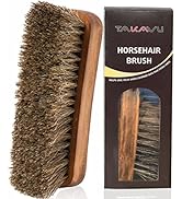 6.7" Horsehair Shoe Shine Brush - 100% Soft Genuine Horse Hair Bristles - Unique Concave Design W...