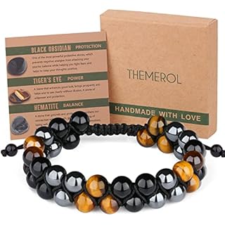 Valentines Day Gifts for Him Teen Boys Gifts Ideas Teenage Boyfriend 14 16 18 Year Old Boy Men Beaded Bracelet Triple Protection Son Birthday Handmade Tiger Eye Crystal Christmas Stocking Stuffers