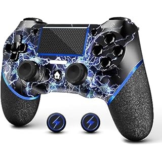 AceGamer Wireless Controller for PS4, Custom Design V2 Gamepad Joystick for PS4 with Non-Slip Grip of Both Sides and 3.5mm Audio Jack! Thumb Caps Included! (Lightning)