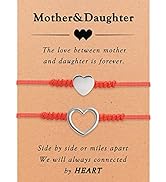 SmileBelle Mother Daughter Bracelets Set for 2, Red String Matching Heart Wish Bracelets, Mom and...