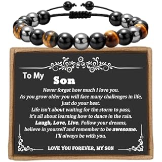 To my son bracelet from mom as boys gifts for son,adjustable triple protection bracelet for son as sons gifts, handmade beaded son bracelets as gifts for teen boys from SERENEY