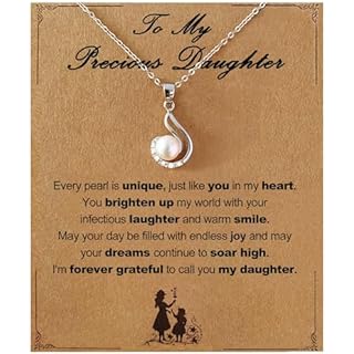 YEETONDA to My Daughter Necklace from Mom, Daughter Gifts from Mom, Graduation Gifts for Her, Birthday Inspirational Confirmation Gifts for Teenage Girls, Sterling Silver Pearl Jewelry Necklace