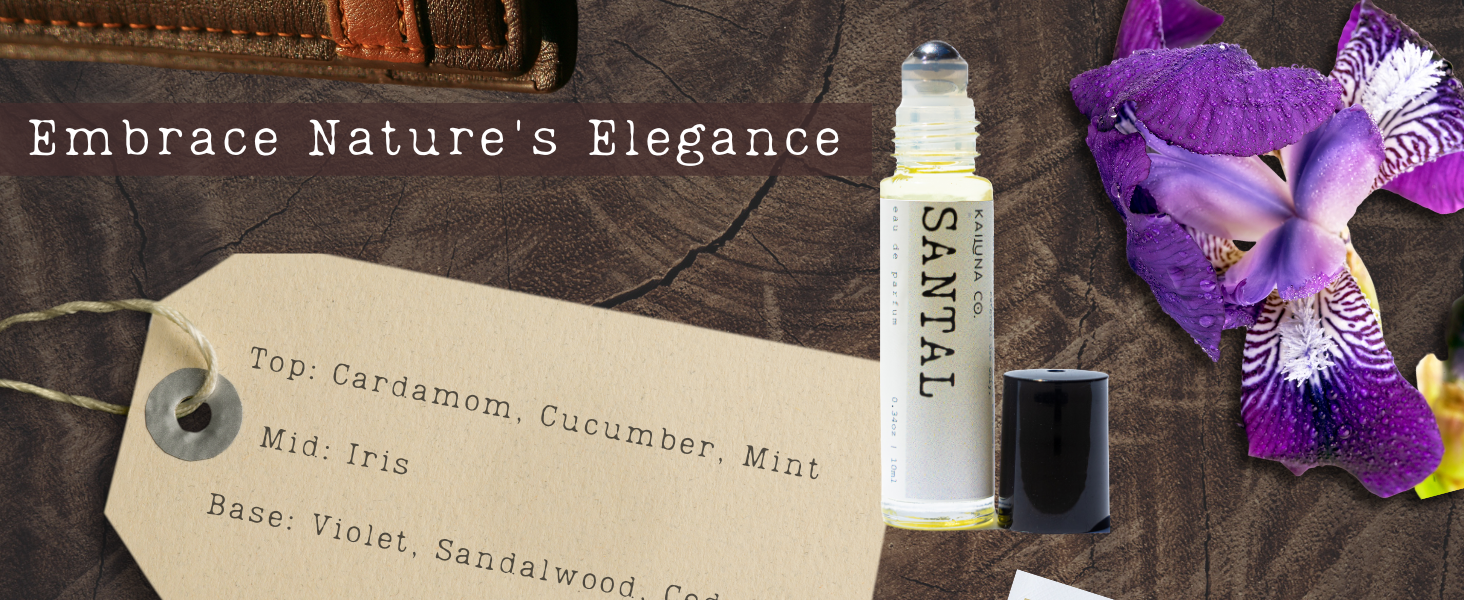 Top: Cardamom, Cucumber, Mint, Mid: Iris, Base: Violet, Sandalwood, Cedar